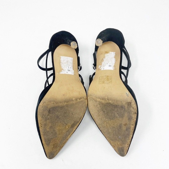 Topshop Triple Buckle Strap Pointed Toe Suede Black Heels 38 (7) - Picture 6 of 8